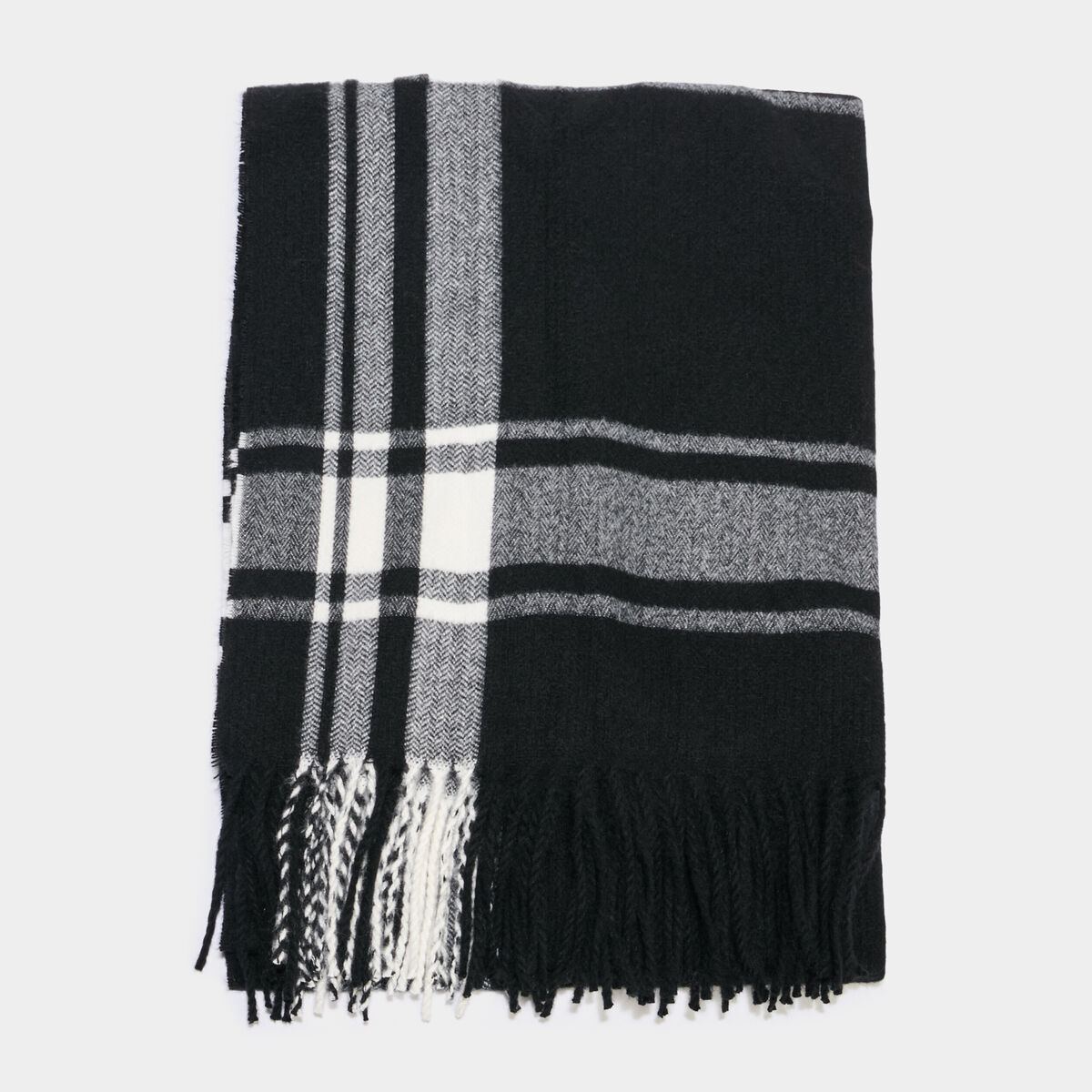 &Eacute;charpe &agrave; franges noir homme