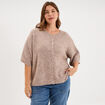 Gilet manches courtes col rond beige femme grande taille