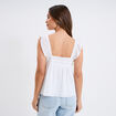 Blouse bretelles à volants coton blanc femme