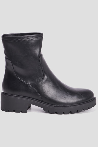 Bottines ranger crantées noir femme
