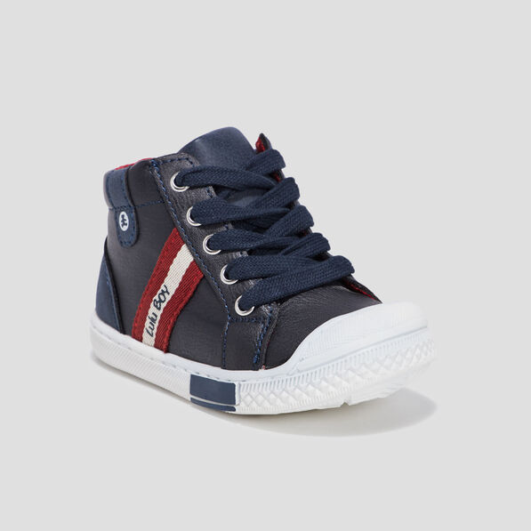 Baskets montantes zippées bleu marine bébé garçon