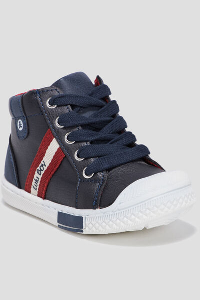 Baskets montantes zippées bleu marine bébé garçon