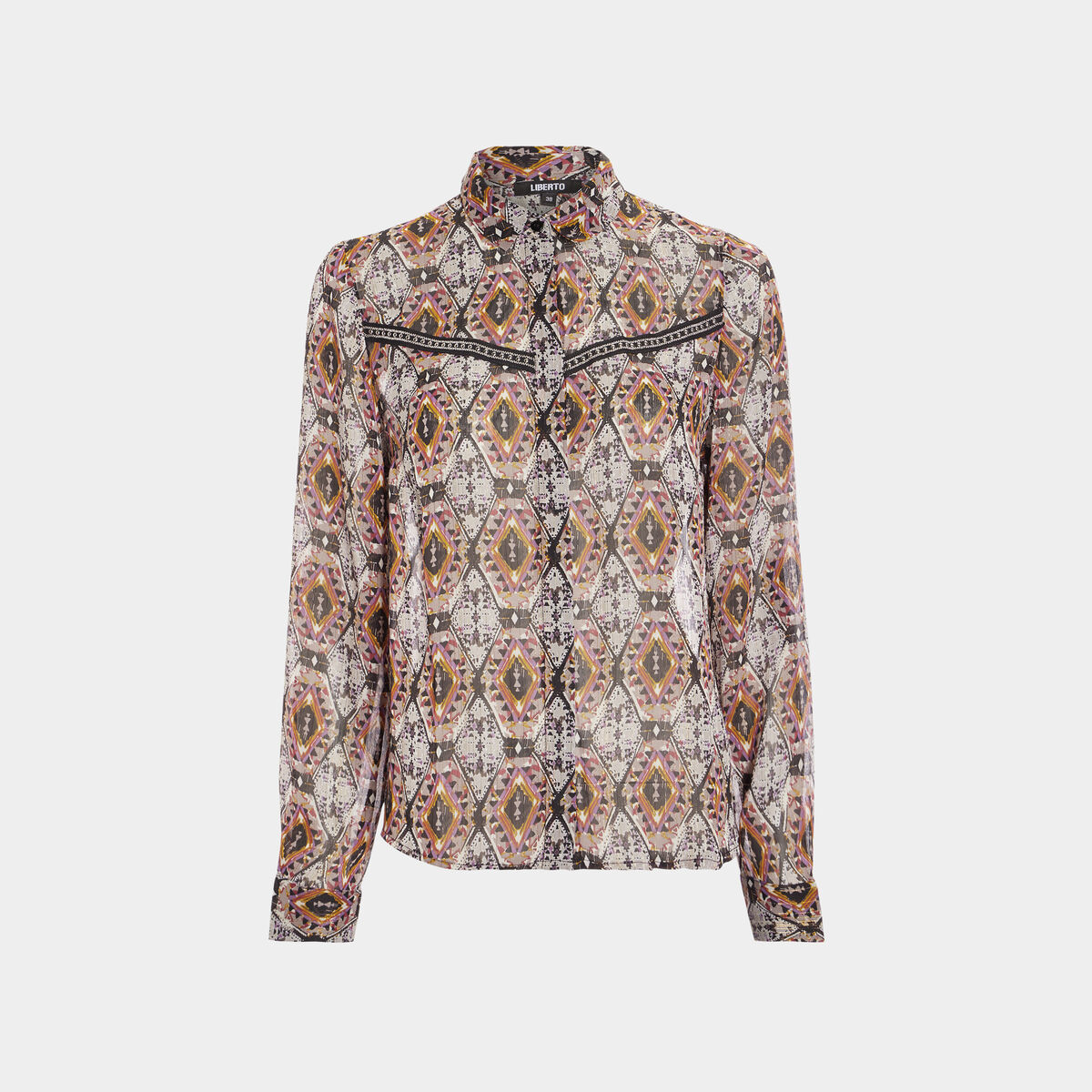 Chemise ajust&eacute;e manches longues ecru femme