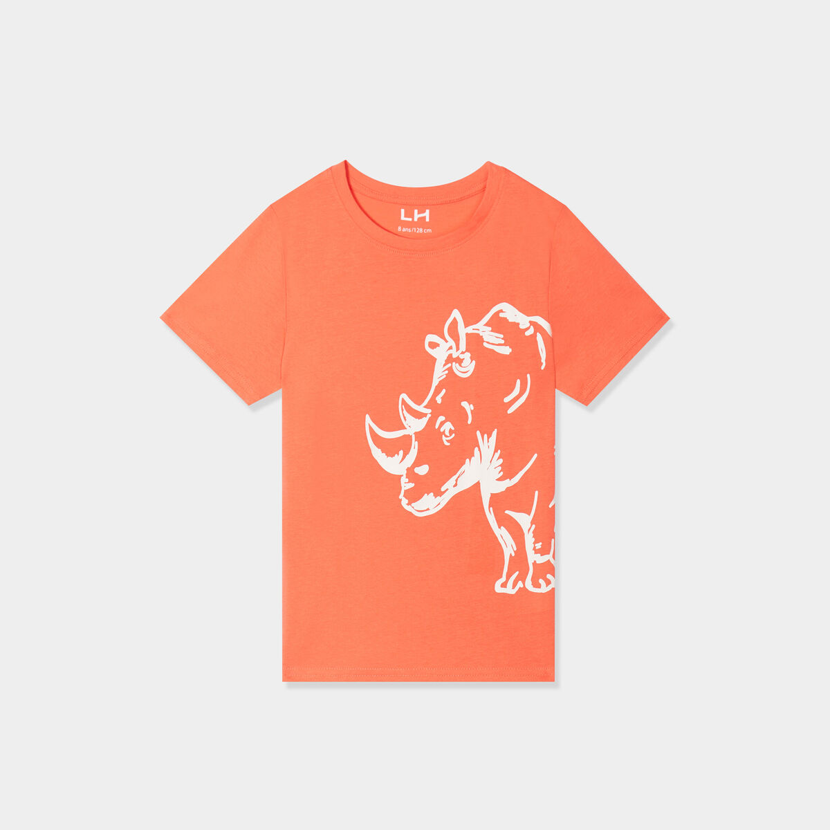 T-shirt col rond et manches courtes rouge corail garçon