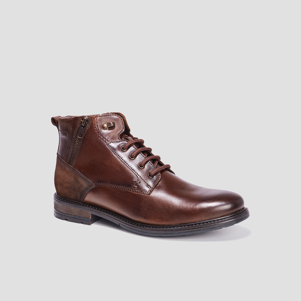 Bottines zipp&eacute;es en cuir marron homme