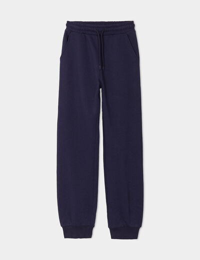 Pantalon de jogging droit bleu marine fille