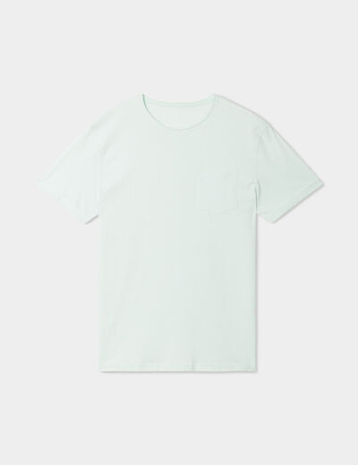 T-shirt col rond manches courtes Liberto vert pastel homme