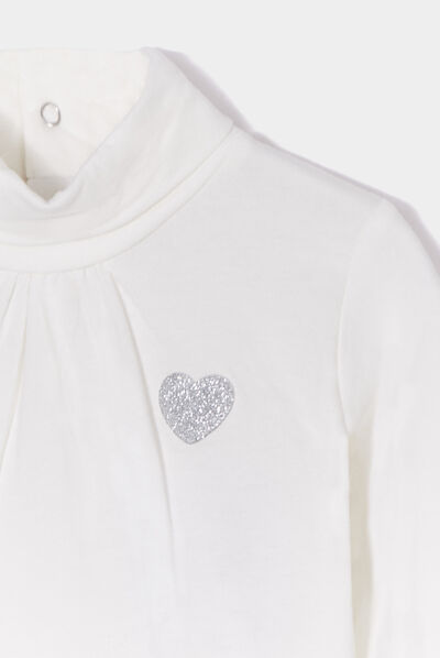 T-shirt avec col roulé ivoire bébé fille