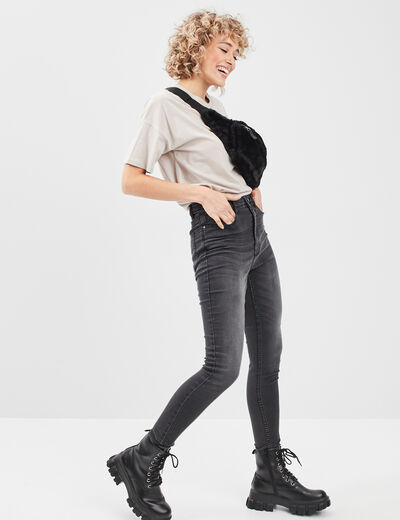 Jeans skinny 7/8ème denim noir femme