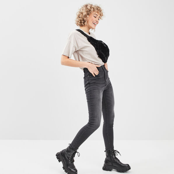 Jeans skinny 7/8ème denim noir femme