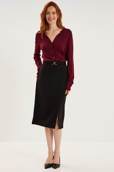 Jupe cintr&eacute;e taille &eacute;lastiqu&eacute;e noir femme
