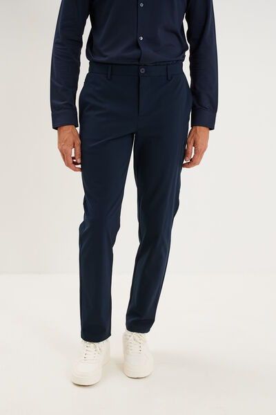 Pantalon chino slim sans repassage bleu marine homme
