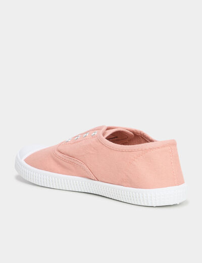 Tennis basses en toile à enfiler rose clair femme