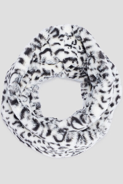 Snood effet fausse fourrure blanc femme