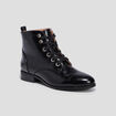 Bottines à lacets vernies noir femme