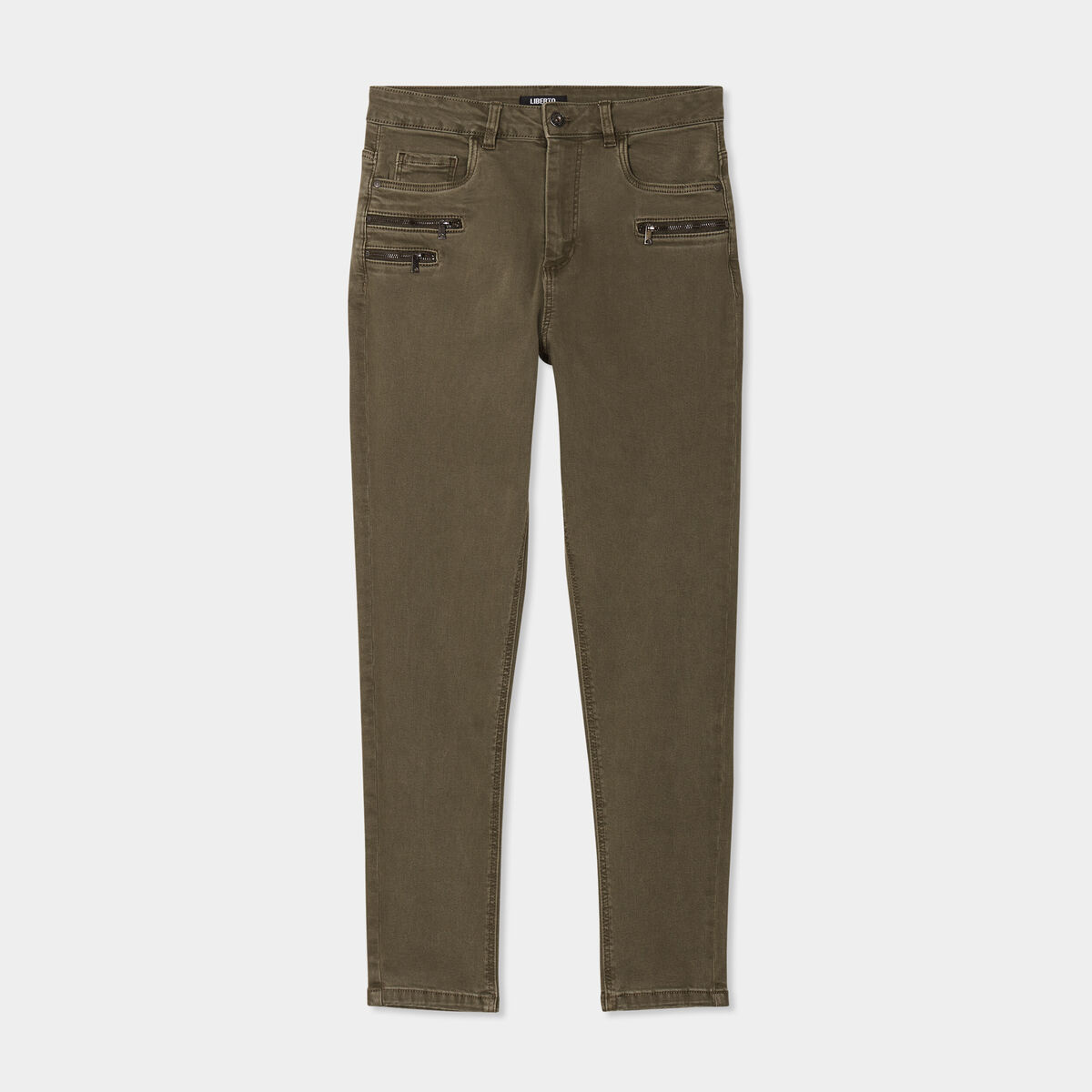 Jeans skinny 7/8ème coton Liberto vert kaki femme