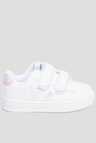 Tennis basses à scratchs Creeks Iconic blanc bébé fille