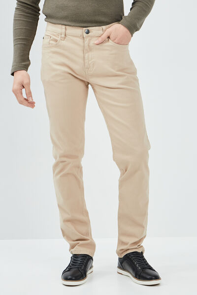 Pantalon droit en coton sable homme
