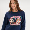 Sweat manches longues Tic et Tac bleu marine femme
