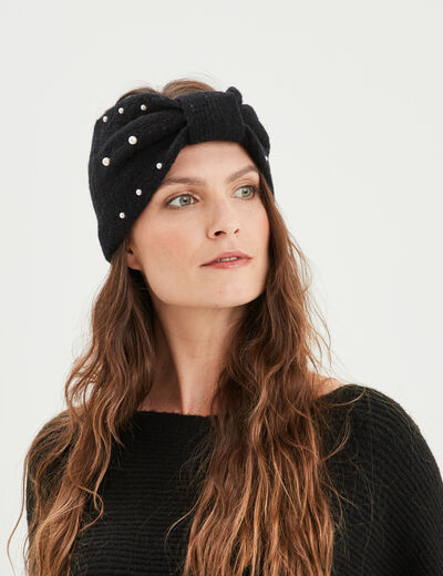 Bandeau avec perles noir femme