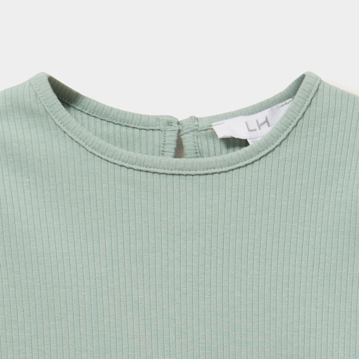 T-shirt c&ocirc;tel&eacute; volants aux &eacute;paules vert pastel b&eacute;b&eacute; fille
