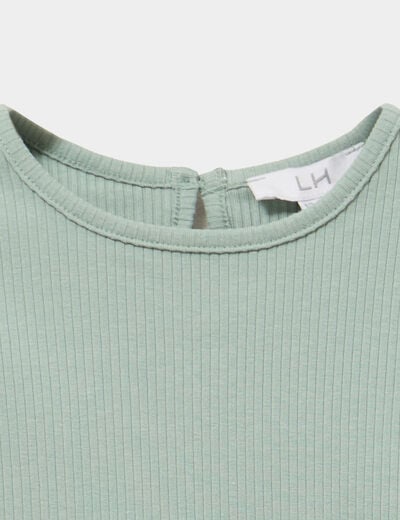 T-shirt c&ocirc;tel&eacute; volants aux &eacute;paules vert pastel b&eacute;b&eacute; fille