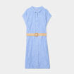 Robe chemise ceintur&eacute;e longueur genou bleu lavande femme grande taille
