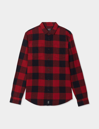 Chemise droite 2 poches manches longues rouge clair homme