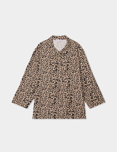 Blouse manches retroussables beige femme grande taille