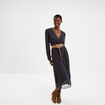 Robe longue empire manches longues bleu marine femme