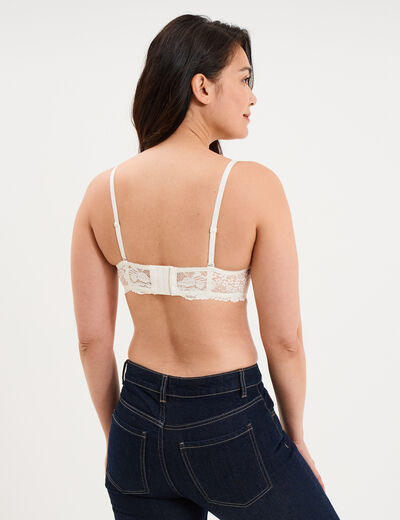 Soutien-gorge balconnet micro dentelle blanc femme