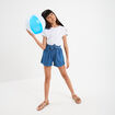 Short en jean avec ceinture noeud taille denim stone fille