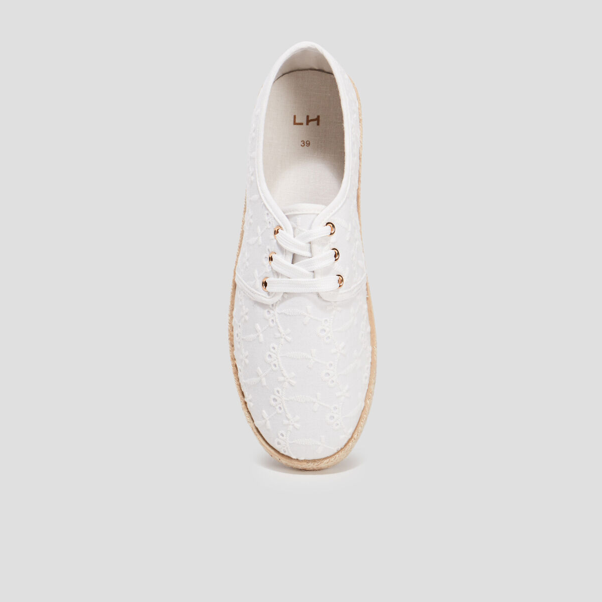 Derbies en toile &agrave; lacets blanc femme