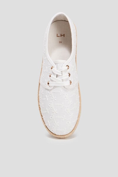 Derbies en toile &agrave; lacets blanc femme