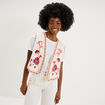 Veste brod&eacute;e sans manches coton creme femme