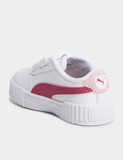 Tennis basses à scratchs Puma Carina blanc bébé fille
