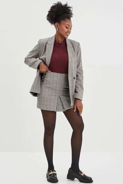 Veste blazer droite doublée beige femme