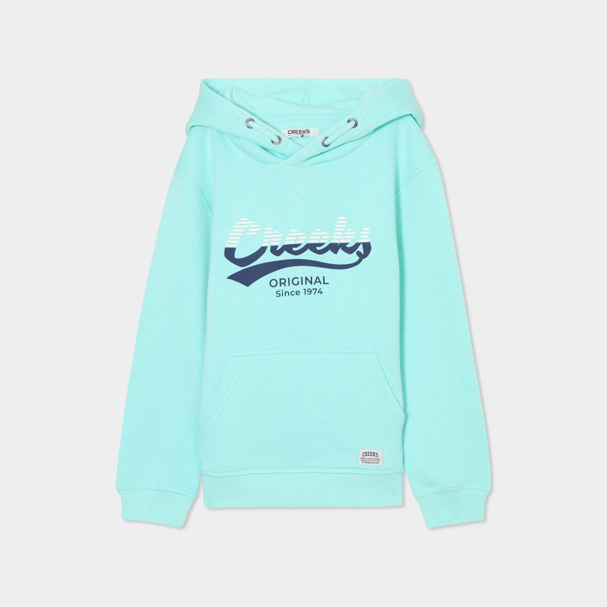 Sweat &agrave; capuche hoodie 1 poche bleu turquoise gar&ccedil;on