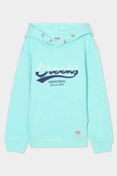 Sweat &agrave; capuche hoodie 1 poche bleu turquoise gar&ccedil;on