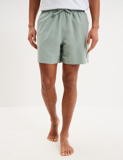 Short de bain droit taille &eacute;lastiqu&eacute;e vert pastel homme