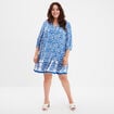 Robe chemise à volants manches 3/4 ecru femme grande taille