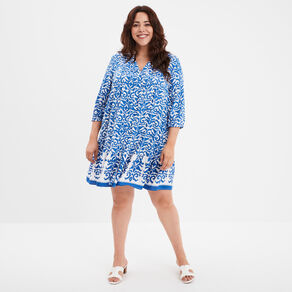 Robe chemise à volants manches 3/4 ecru femme grande taille