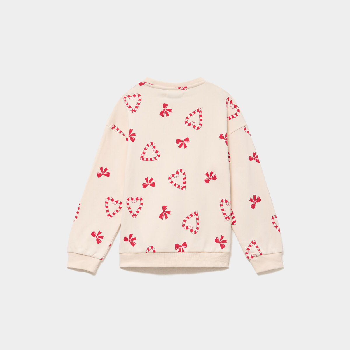 Sweat col rond manches longues ecru fille