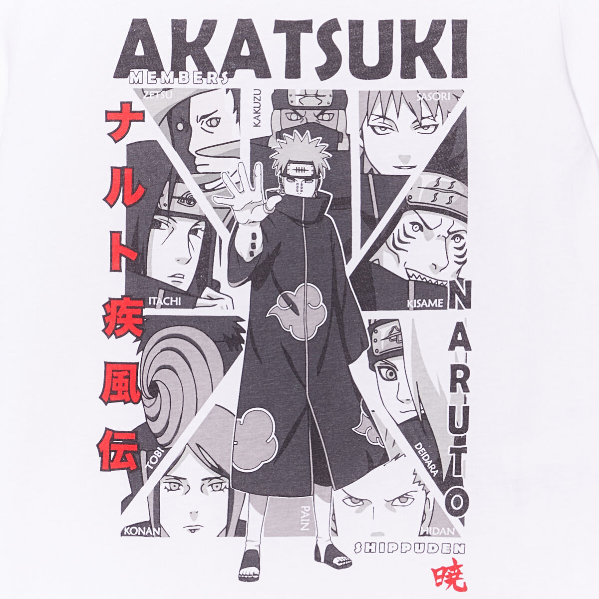 T-shirt manches courtes Naruto Akatsuki blanc garçon