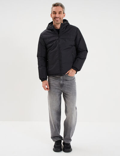 Doudoune zipp&eacute;e r&eacute;versible &agrave; capuche noir homme