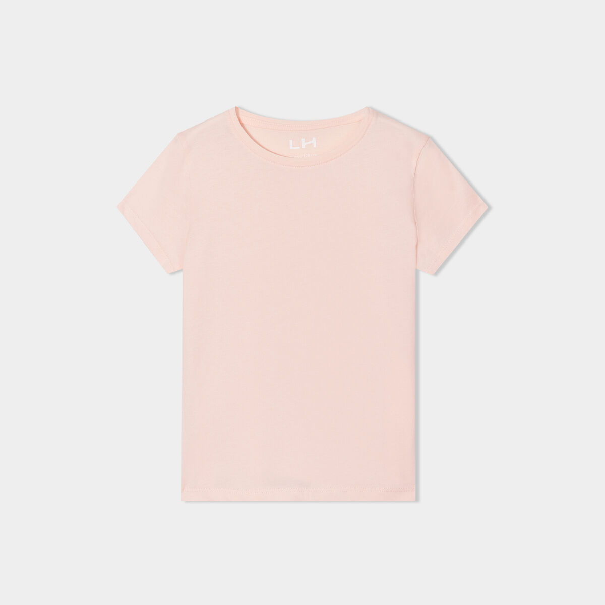 T-shirt manches courtes en coton rose clair fille