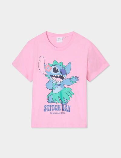T-shirt manches courtes coton Stitch rose fille