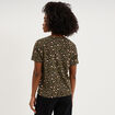 T-shirt coton col rond manches courtes vert kaki femme