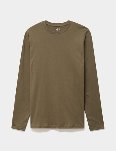 T-shirt manches longues vert kaki homme