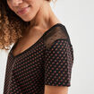 T-shirt manches courtes à col en V noir femme